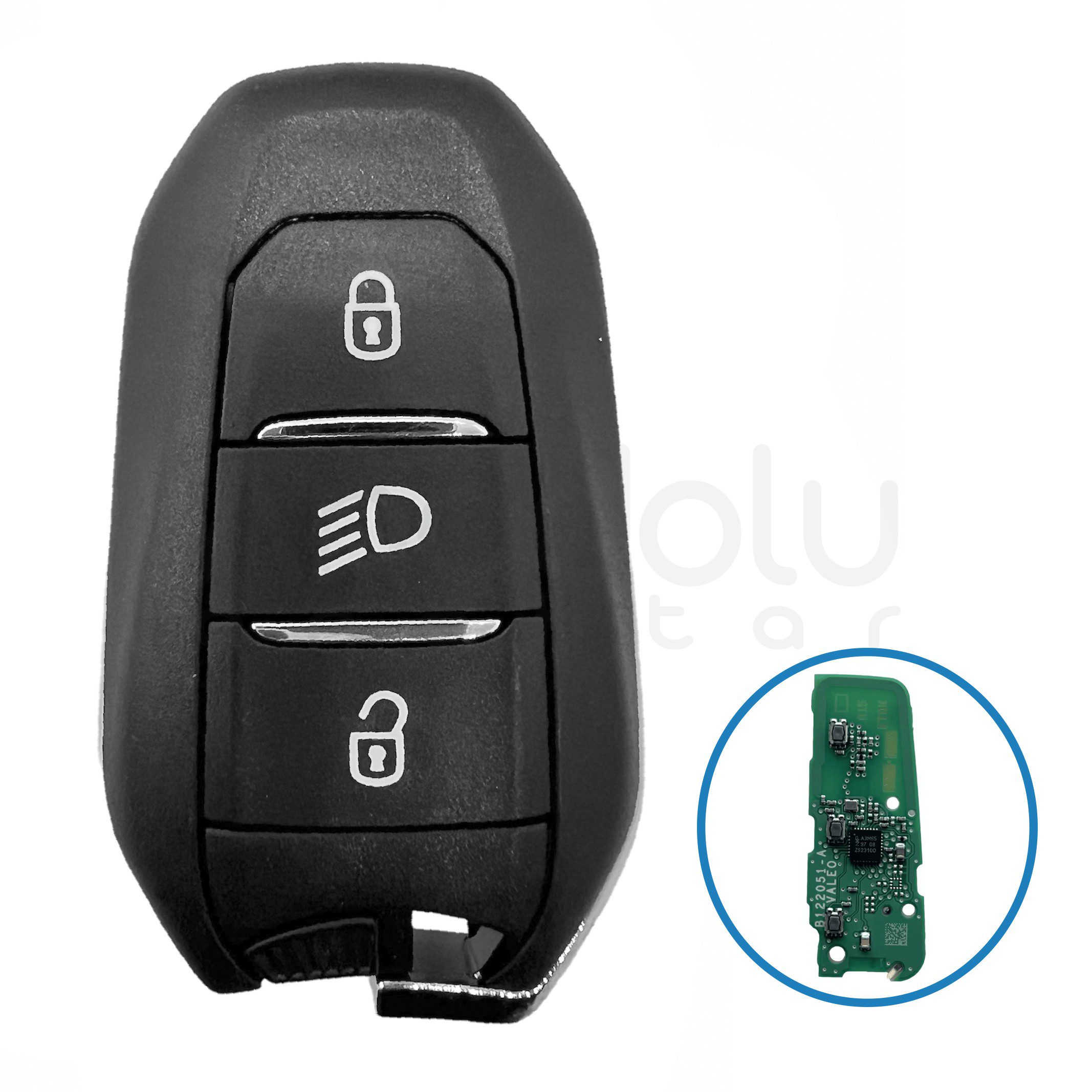 3477 | Peugeot  Yeni Kasa Farlı Smart Kumanda Kabı 3 Buton
