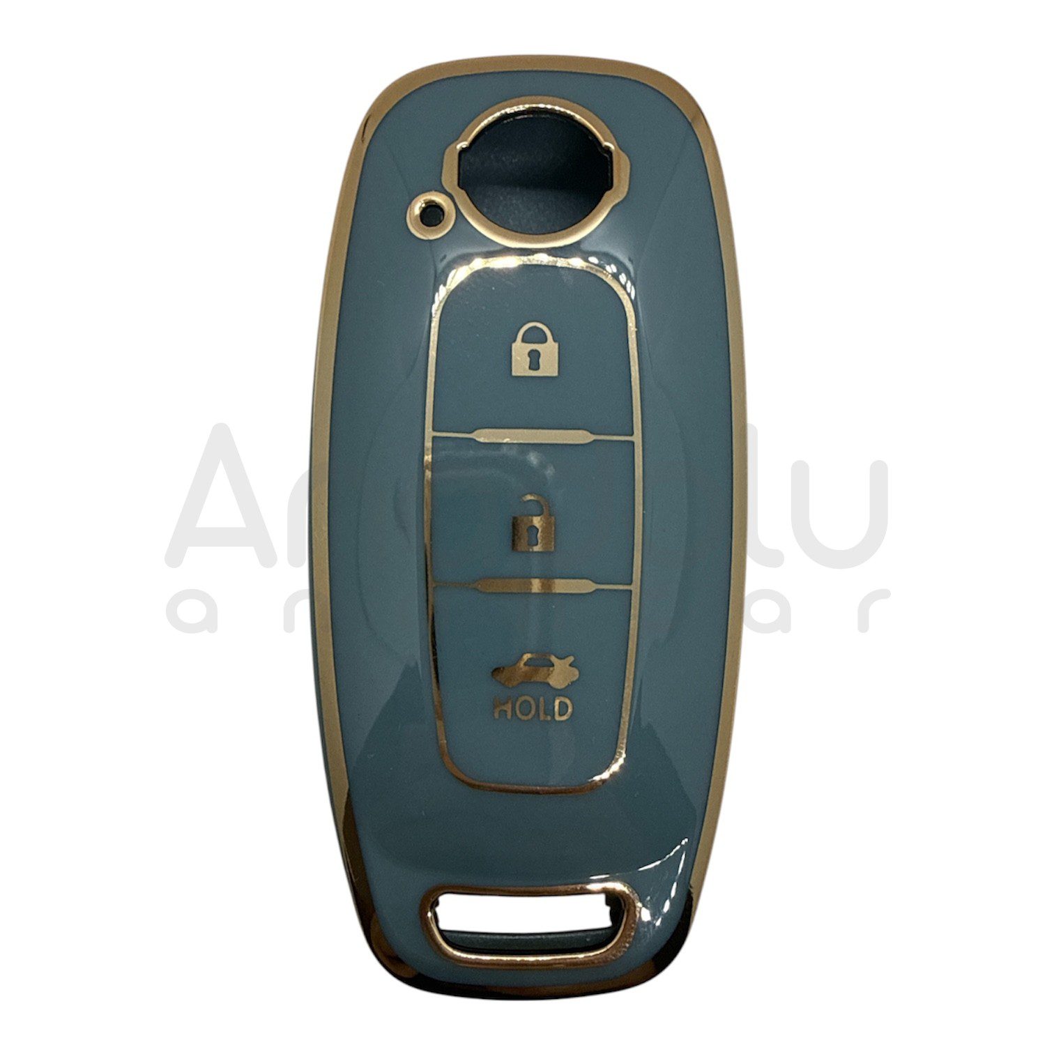 1212-G | Nissan Smart Nano Silikon Kılıfı 3 Buton Gri