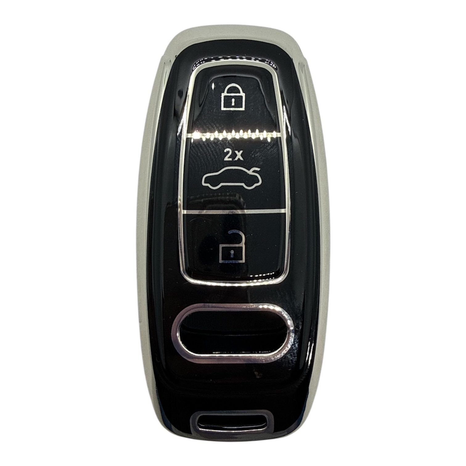 2932-BS | Audi Smart Nano Silikon Kılıfı 3 Buton Siyah-Gümüş