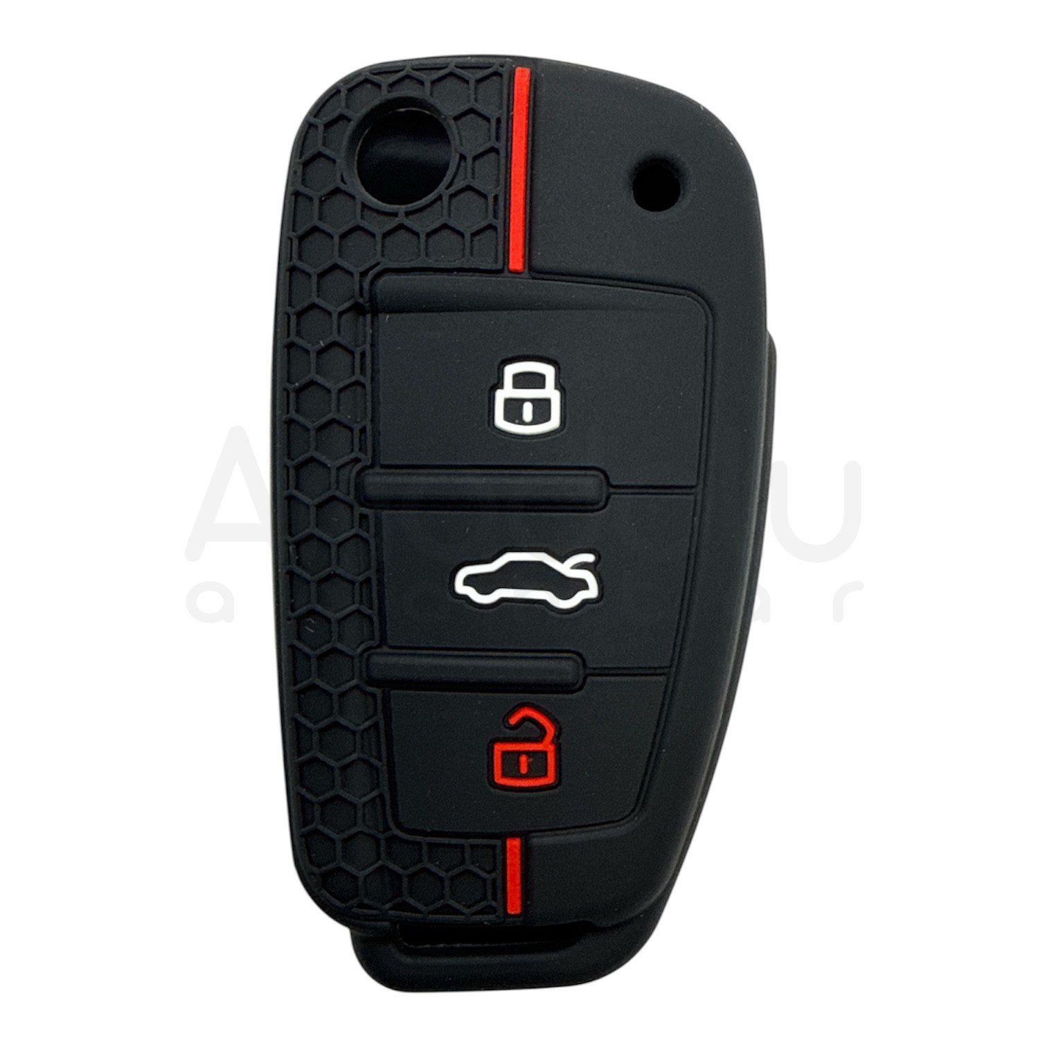 2911-PK | Audi Sustalı Petek Desenli Kılıf 3 Buton Kırmızı