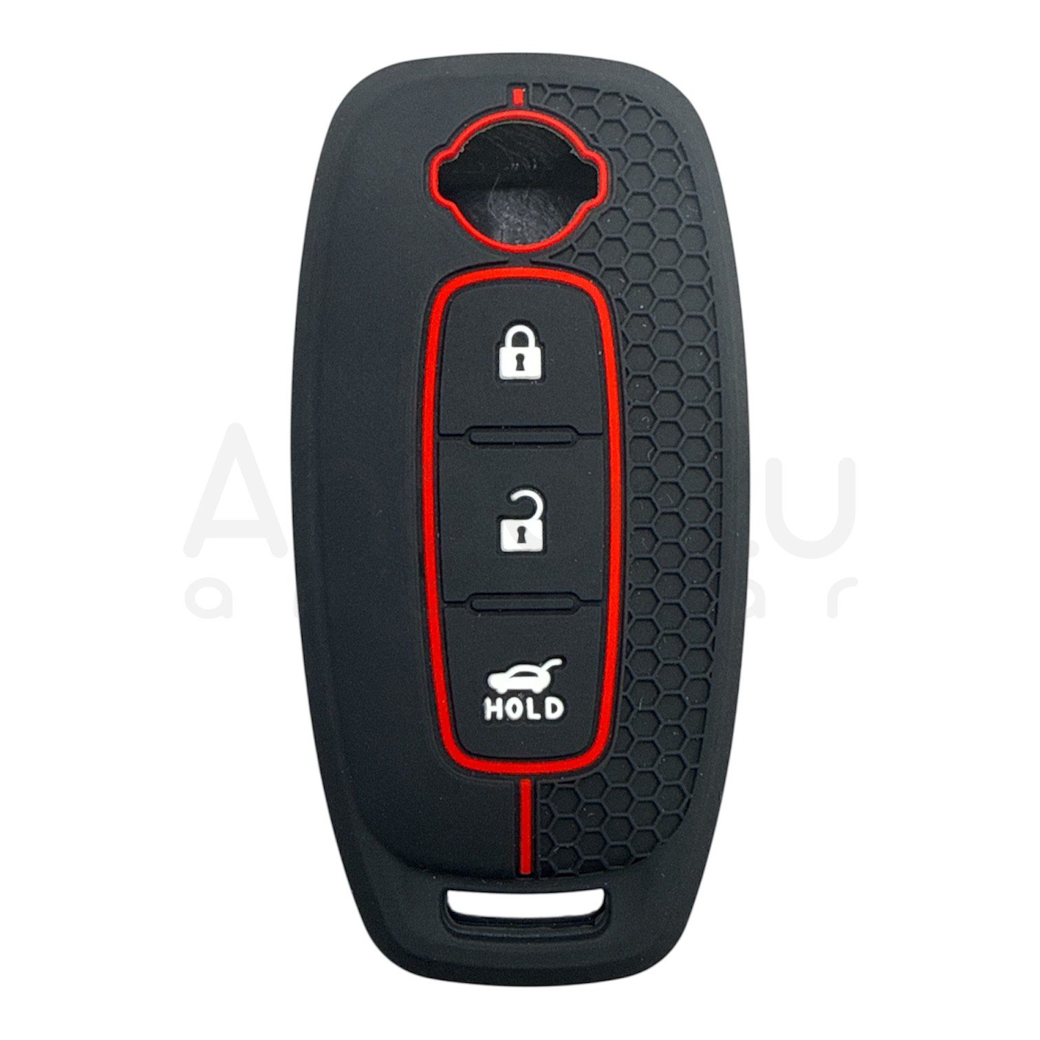 1212-PK | Nissan Smart Petek Desenli Kılıf 3 Buton Kırmızı