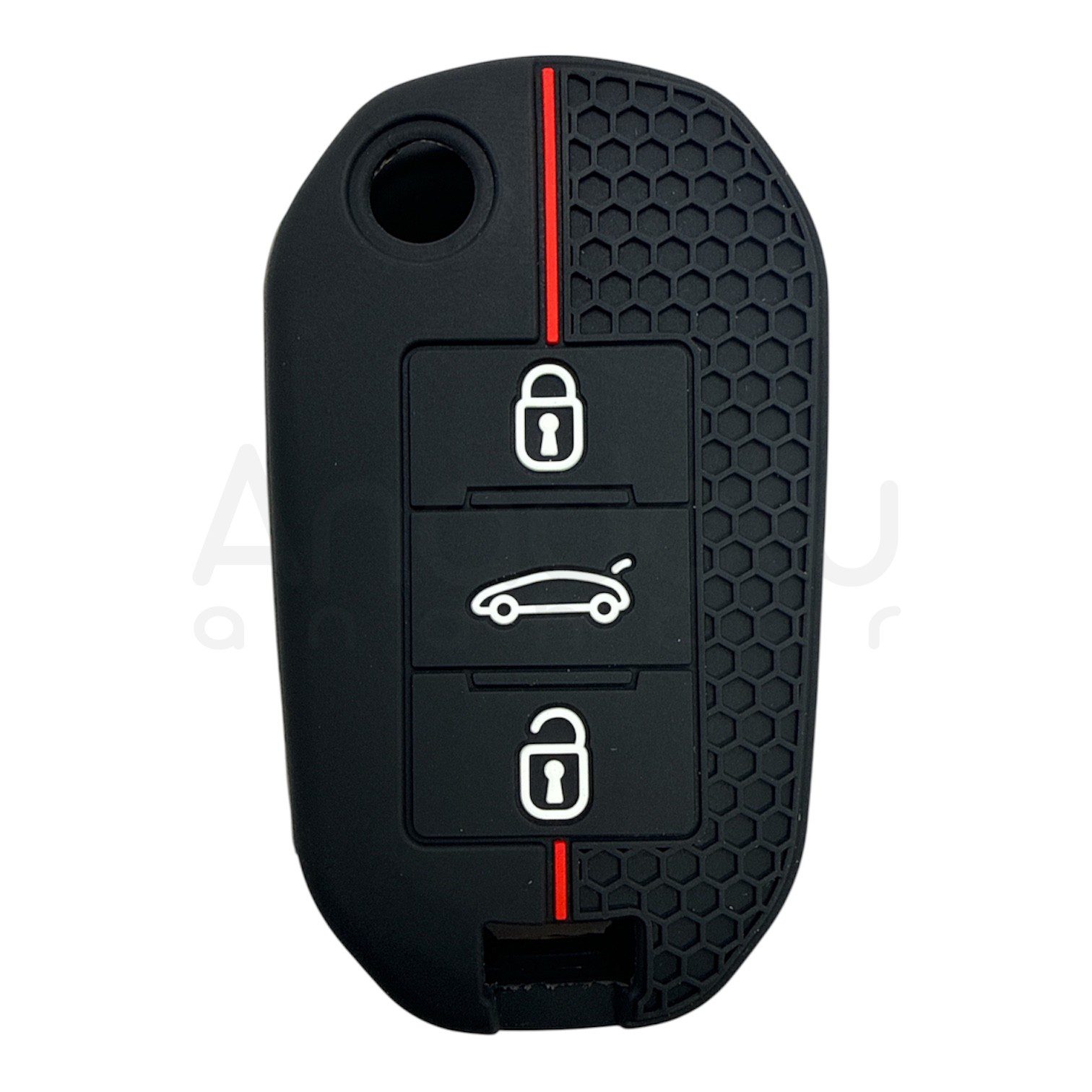 3410-PK | Peugeot - Citroen Sustalı Petek Desenli Kılıf 3 Buton Kırmızı