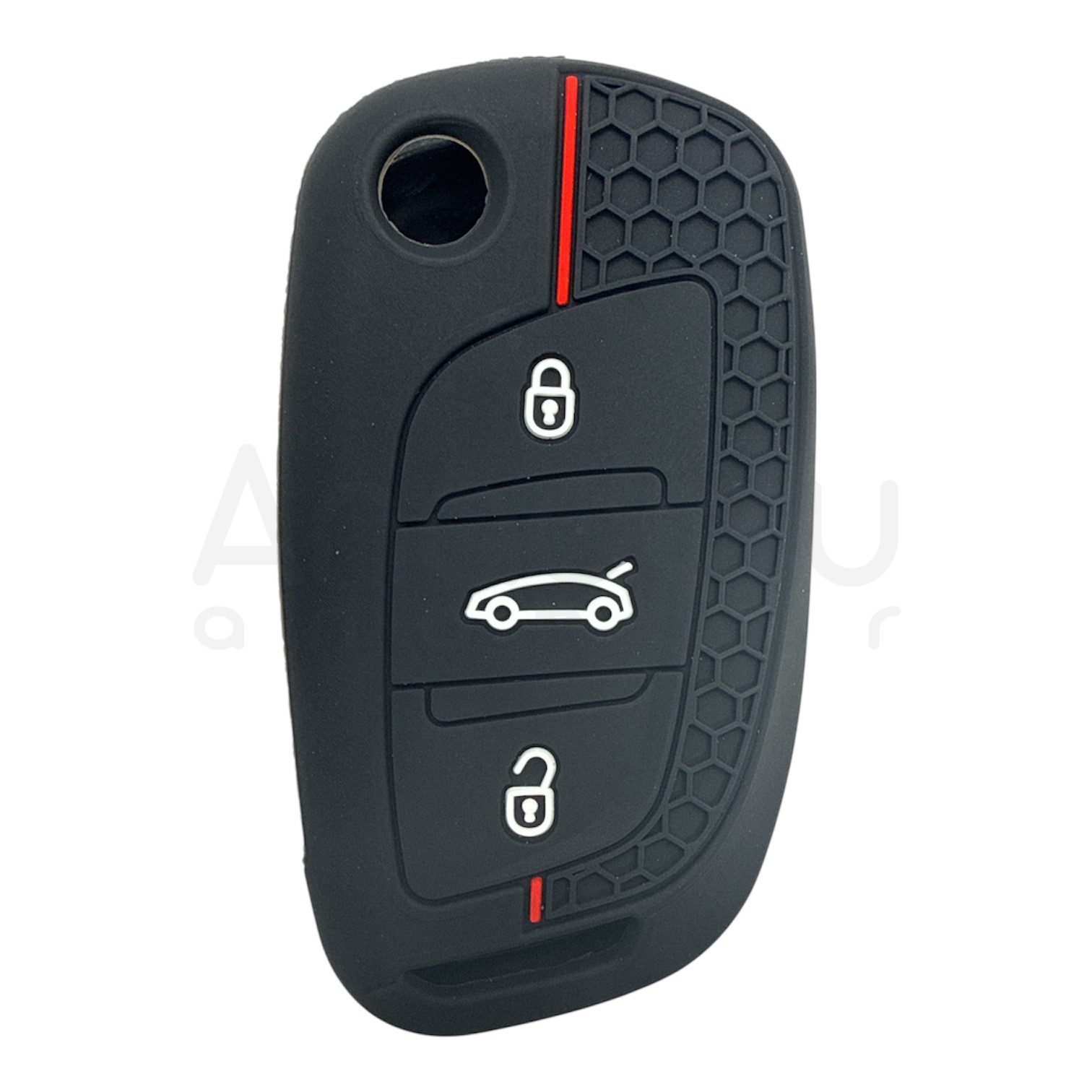 3411-PK | Peugeot Sustalı Petek Desenli Kılıf 3 Buton Kırmızı