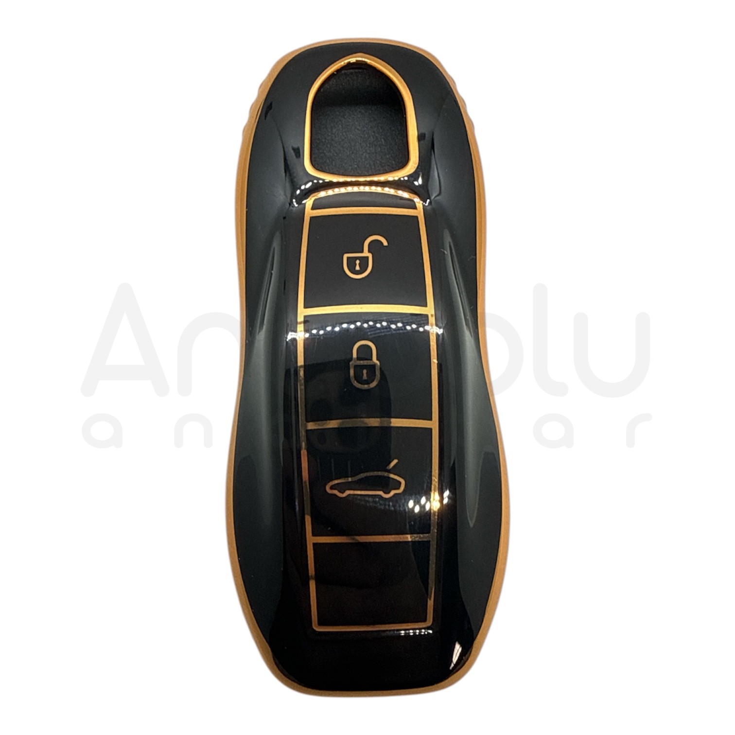 2913-B | Porsche Smart Nano Silikon Kılıfı 3 Buton Siyah