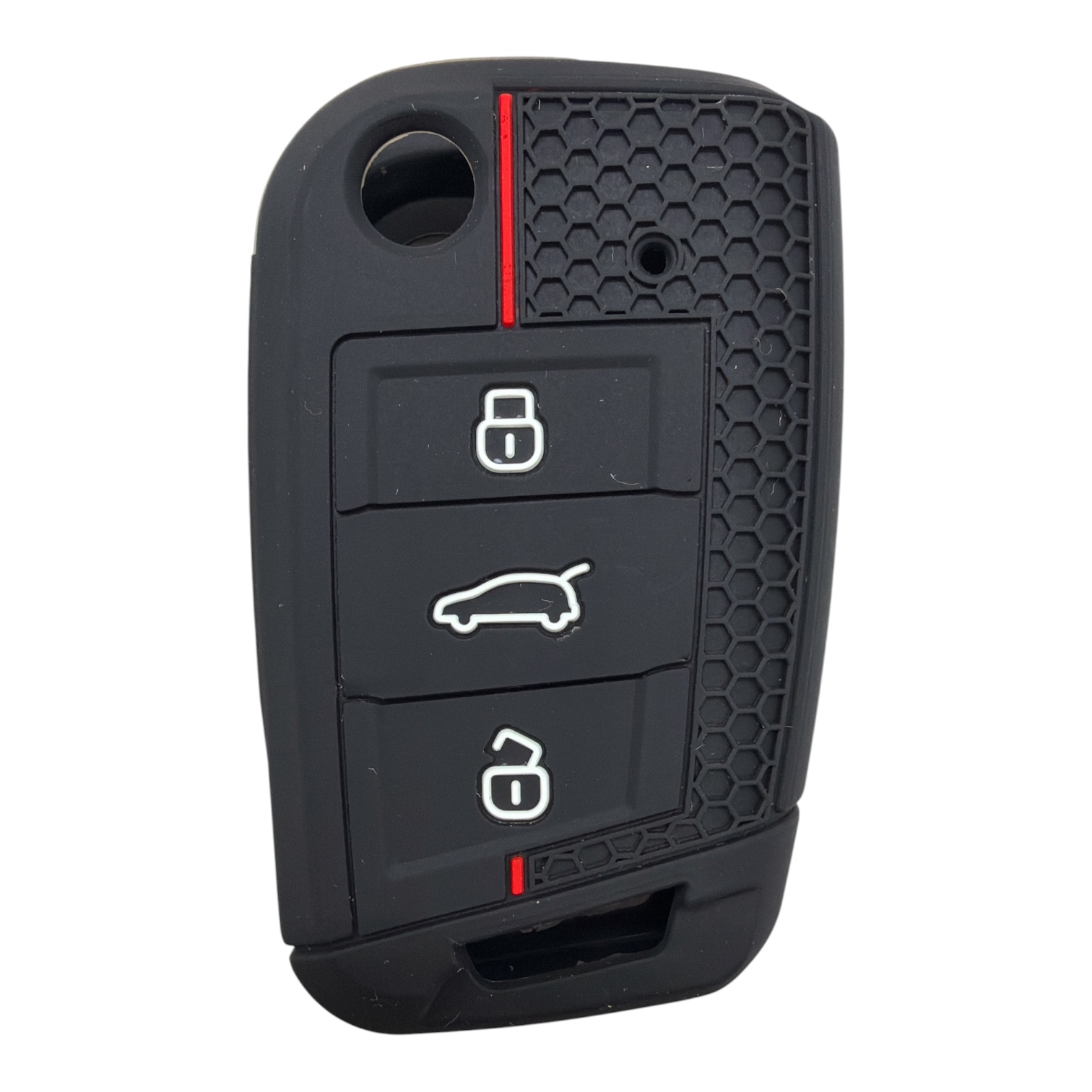 2810-PK | Volkswagen MQB Petek Desenli Kılıf 3 Buton Kırmızı