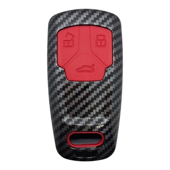 2931KARBON KIRMIZI | Audi Smart 3 Buton Karbon Fiber Kılıfı Kırmızı