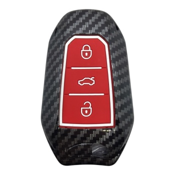  3412KARBON KIRMIZI | Peugeot Smart 3 Buton Karbon Fiber Kılıfı Kırmızı