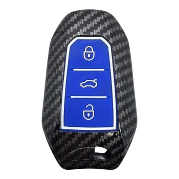  3412KARBON MAVİ | Peugeot Smart 3 Buton Karbon Fiber Kılıfı Mavi