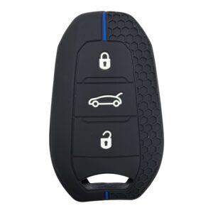 3412-PM | Peugeot Smart Petek Desenli Kılıf 3 Buton Mavi