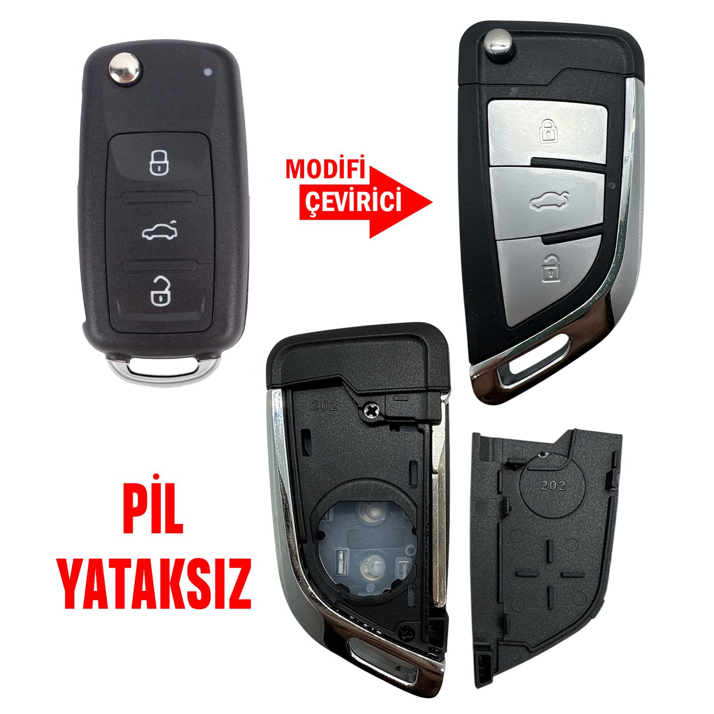 2858 | VW UDS Çevirici Kumanda Kabı 3 Buton Pil Yataksız 1 2858 | VW UDS Çevirici Kumanda Kabı 3 Buton Pil Yataksız