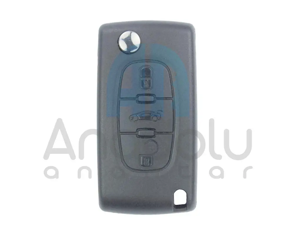 3449 | Peugeot Sustalı Kumanda Kabı 3 Buton Pil Yataksız