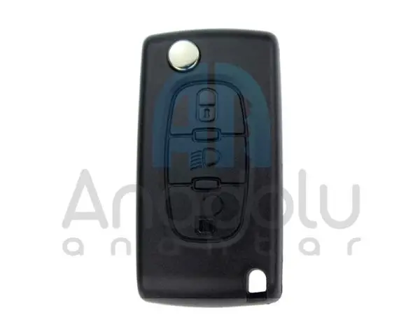 4746 | Citroen Sustalı Kumanda Kabı 3 Buton Farlı Pil Yataklı