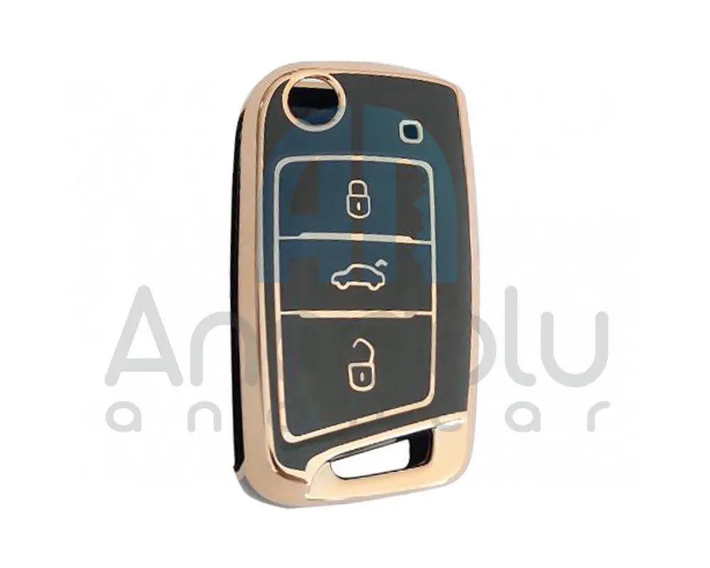 2810-B | Volkswagen MQB Nano Silikon Kılıf 3 Buton Siyah