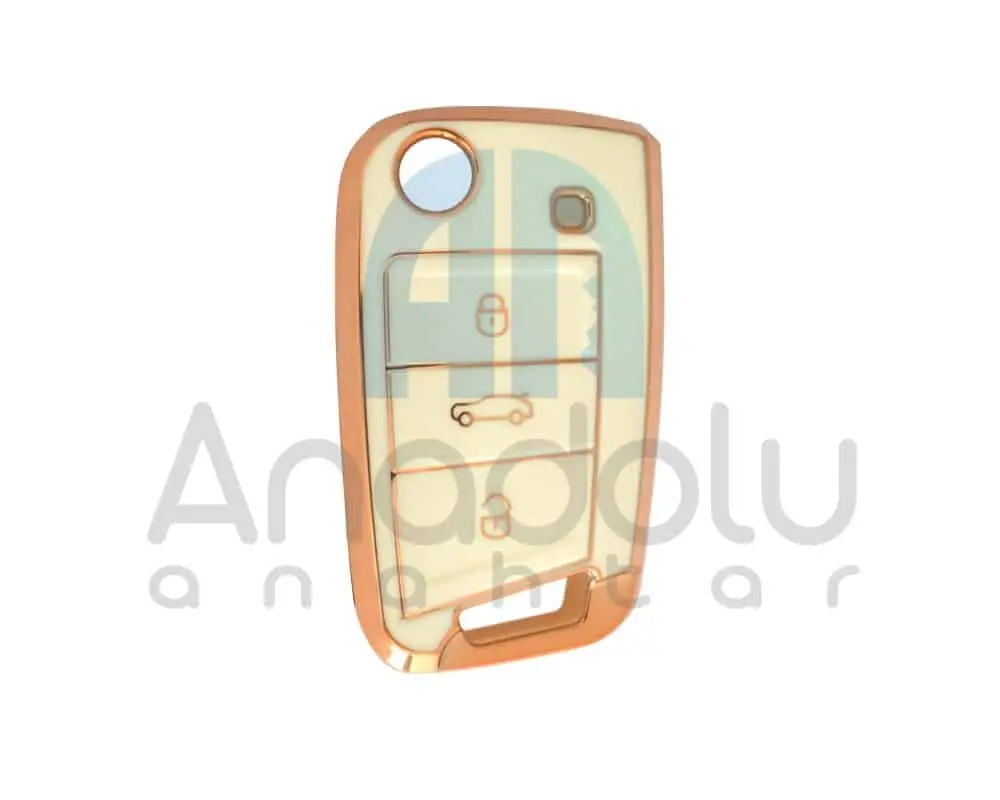 2810-W | Volkswagen MQB Nano Silikon Kılıf 3 Buton Beyaz