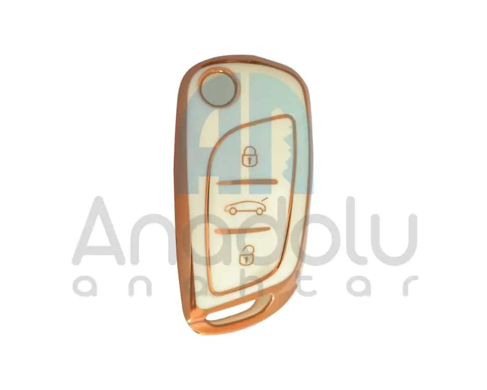 3411-W | Peugeot Citroen Sustalı Silikon Kılıfı 3 Buton