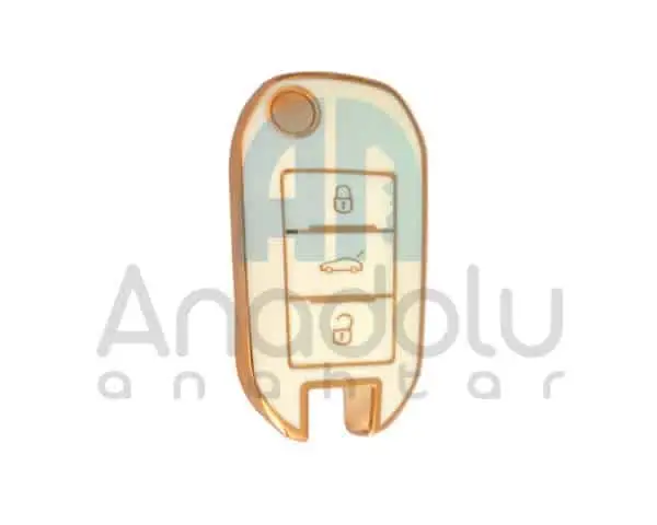 3410-W | Peugeot Citroen Sustalı Silikon Kılıfı 3 Buton
