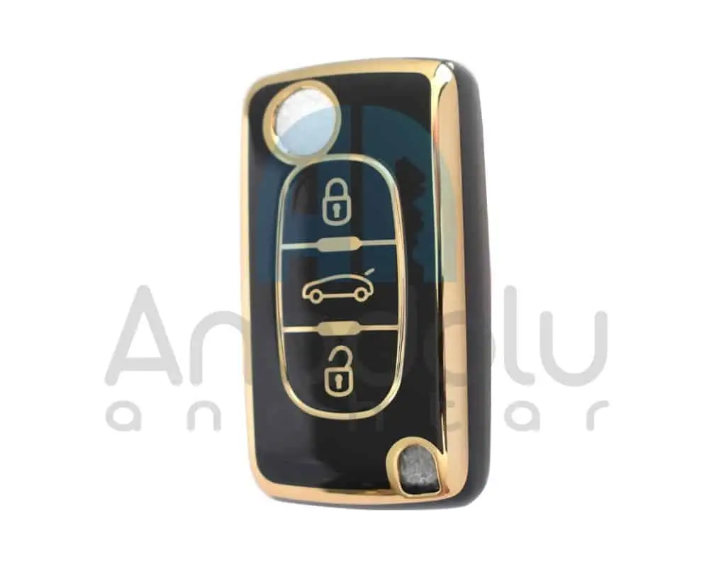 3414-B | Peugeot Sustalı Silikon Kılıfı 3 Buton