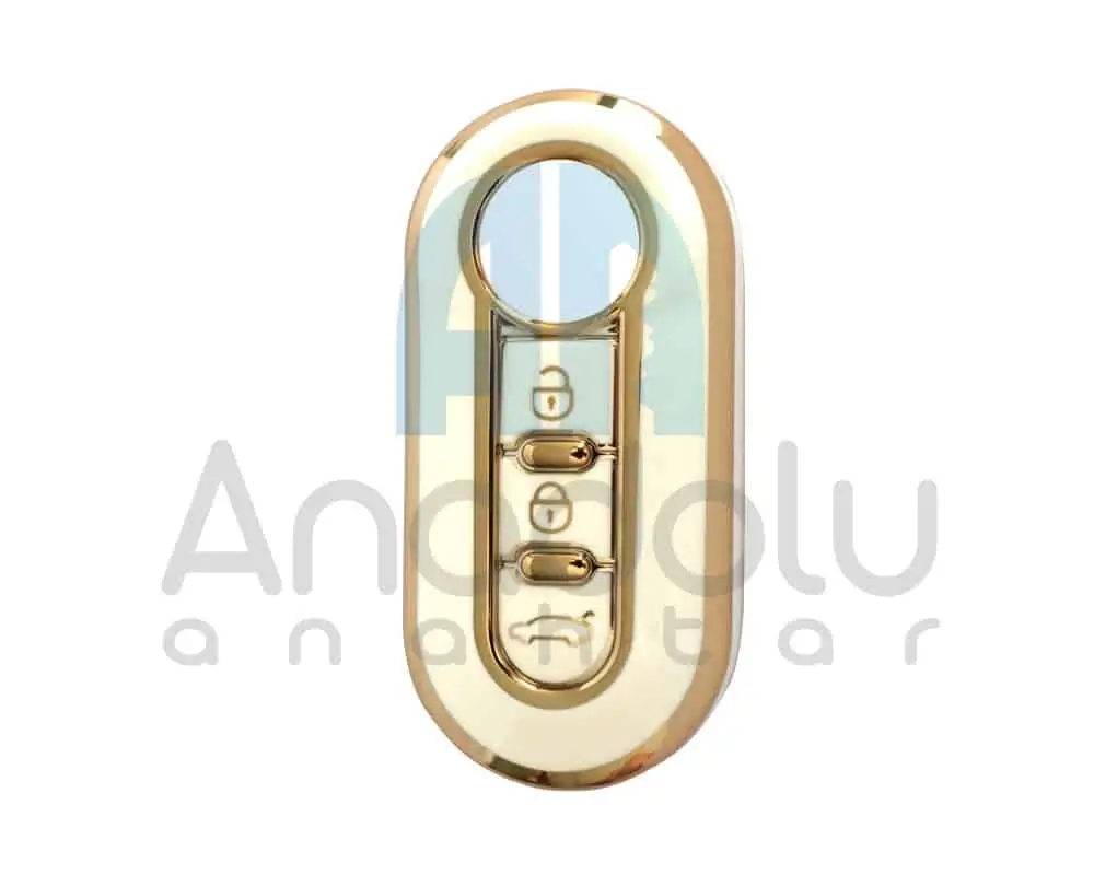 3810-W | Fiat Sustalı Nano Silikon Kılıfı 3 Buton Beyaz