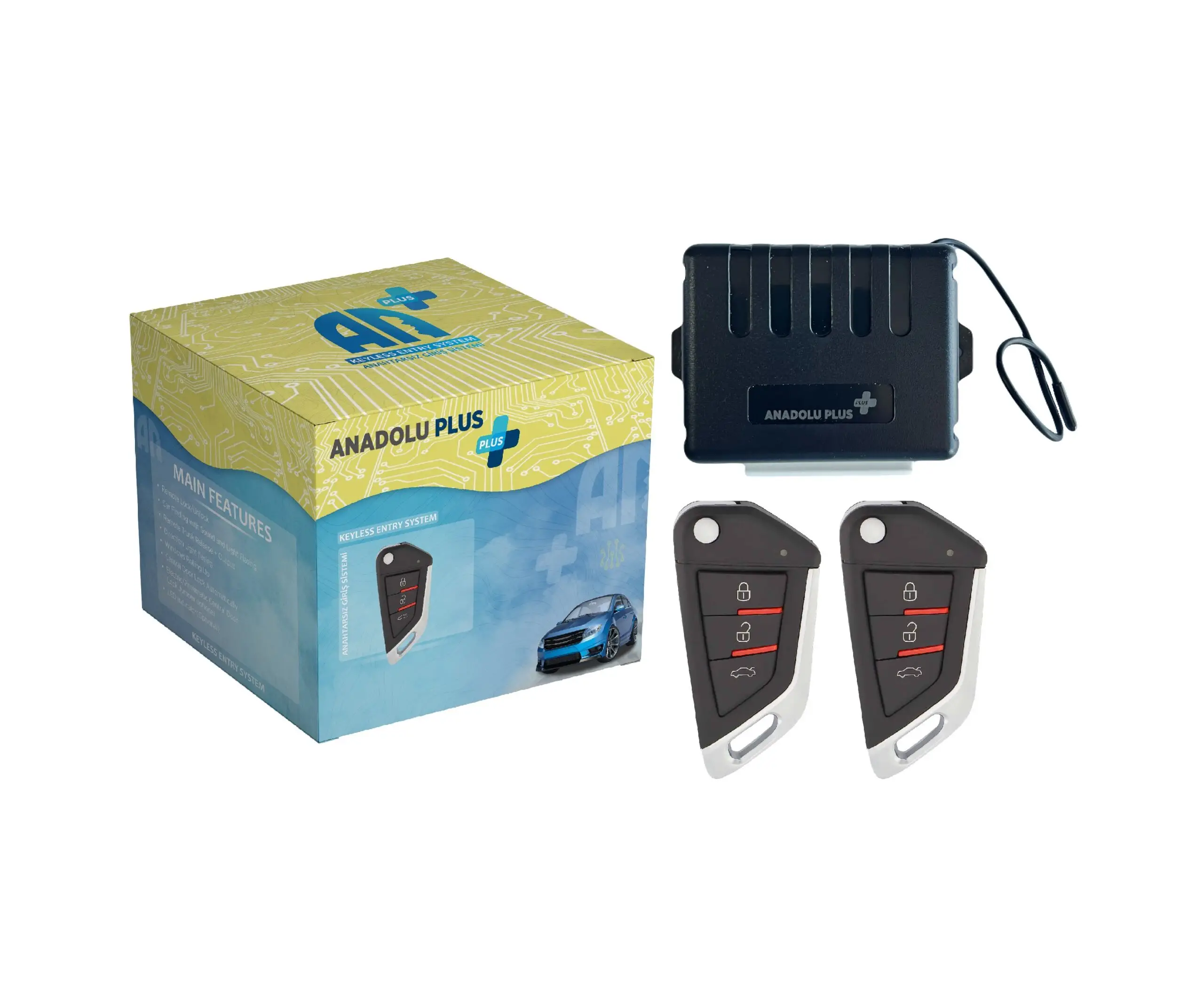 Anadolu Plus + Açma Kapama BMW Tipi Sustalı Kumada Cam indirme/kaldırma Bagaj açma Kapıları kumandadan açma/kapatma Korna ve dörtlü flaşörle araç bulma