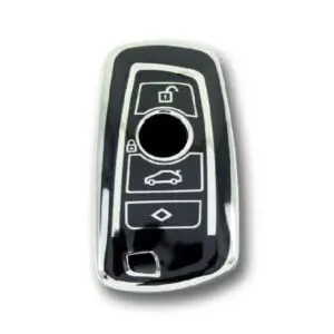 2709-BS | BMW Smart Nano Silikon Kılıfı 4 Buton Siyah-Gümüş