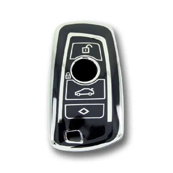 2709-BS | BMW Smart Nano Silikon Kılıfı 4 Buton Siyah-Gümüş