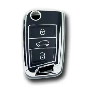 2810-BS | Volkswagen MQB Nano Silikon Kılıf 3 Buton Siyah-Gümüş