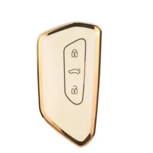 2813-W | Volkswagen Sustasız Nano Silikon Kılıfı 3 Buton Beyaz