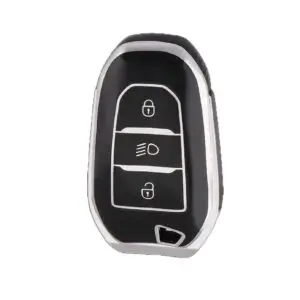 3413-BS | Peugeot Citroen Sustalı Nano Silikon Kılıfı 3 Buton Siyah-Gümüş