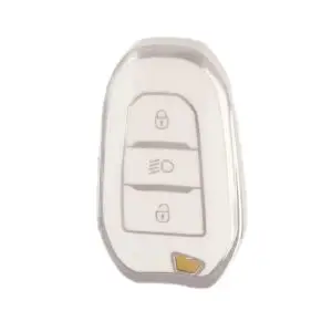 3413-WS | Peugeot Citroen Sustalı Nano Silikon Kılıfı 3 Buton Beyaz-Gümüş