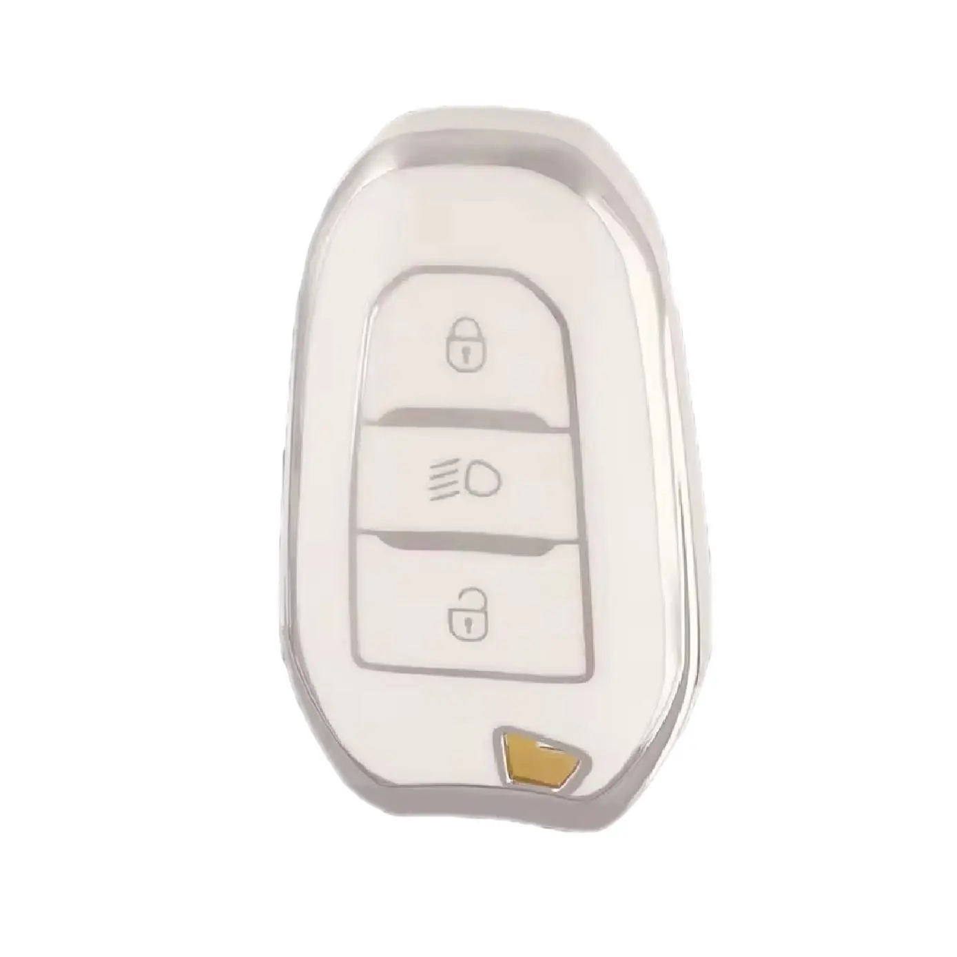 3413-WS | Peugeot Citroen Sustalı Nano Silikon Kılıfı 3 Buton Beyaz-Gümüş