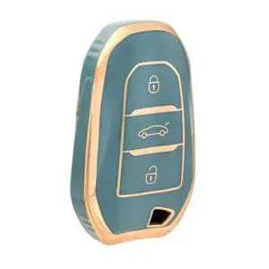 3412-G | Peugeot Citroen Sustalı Silikon Kılıfı 3 Buton Gri