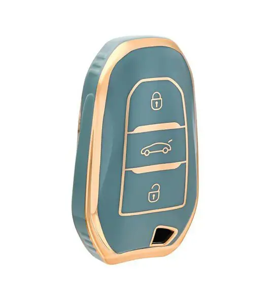 3412-G | Peugeot Citroen Sustalı Silikon Kılıfı 3 Buton Gri