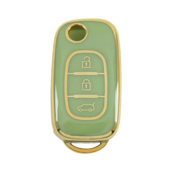 3541-Y | Renault Sustalı Kumanda Nano Silikon Kılıfı 3 Buton Yeşil
