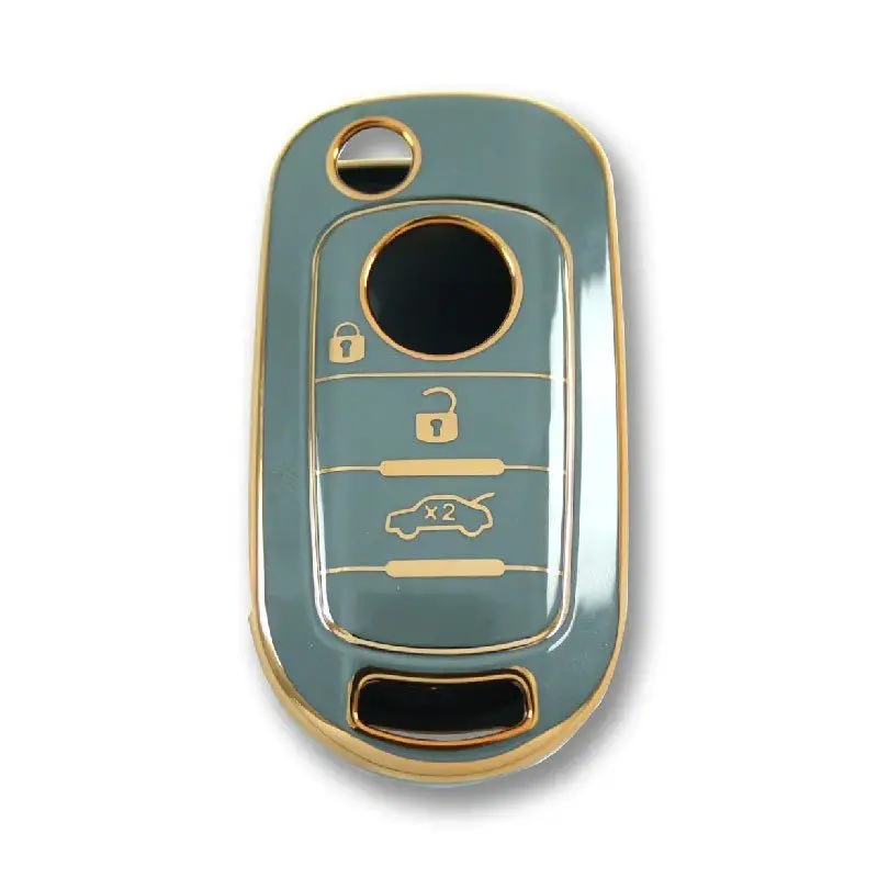 3811-G | Fiat Egea Sustalı Nano Silikon Kılıfı 3 Buton Gri