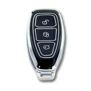 4115-BS | Ford Smart Nano Silikon Kılıfı 3 Buton Siyah-Gümüş