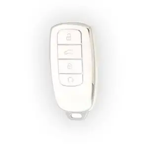 4512-WS | Chery Tiggo 8 plus Nano Silikon Kılıfı 4 buton Beyaz-Gümüş