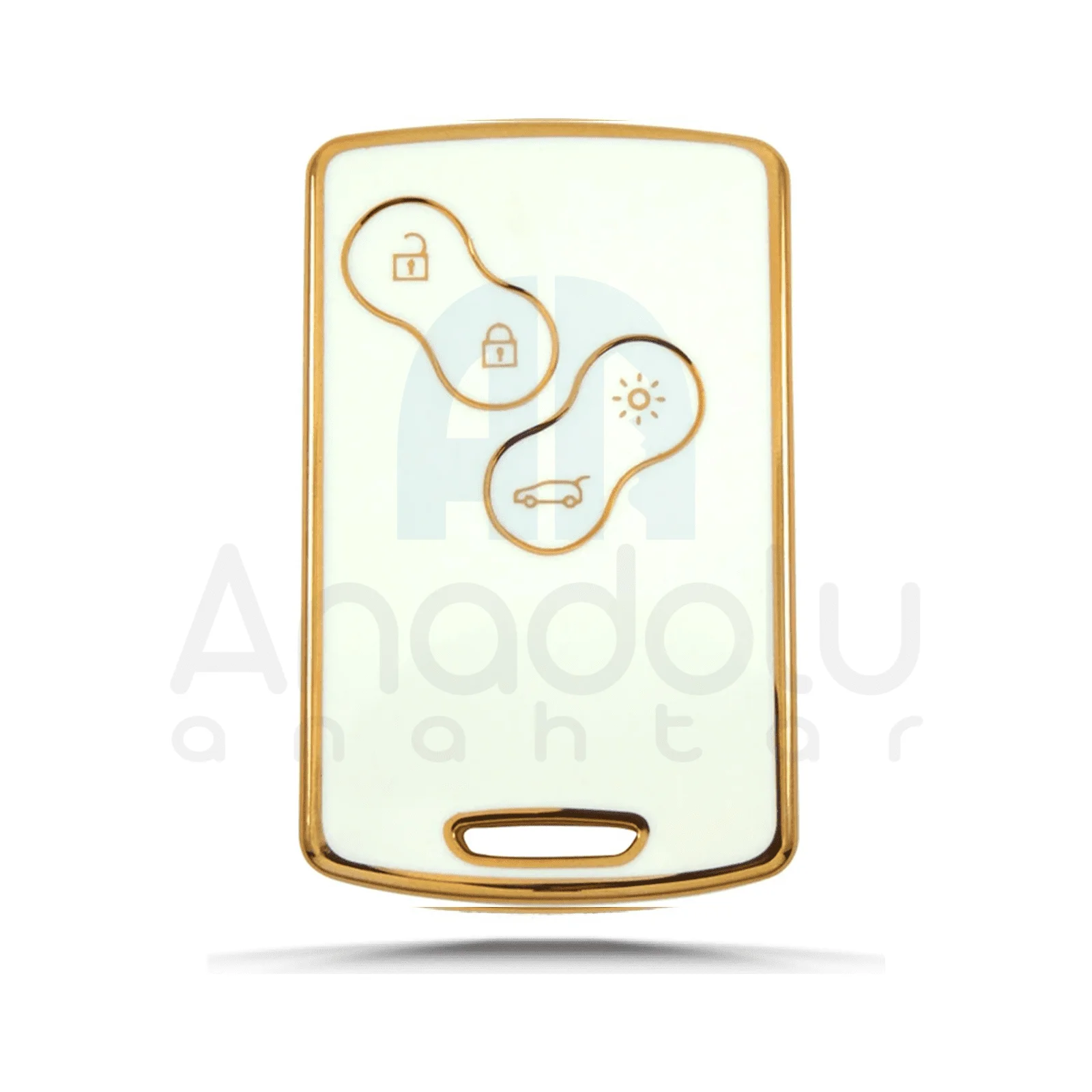 3527-W | Renault Kart Kumanda Silikon Kılıfı 4 Buton Beyaz