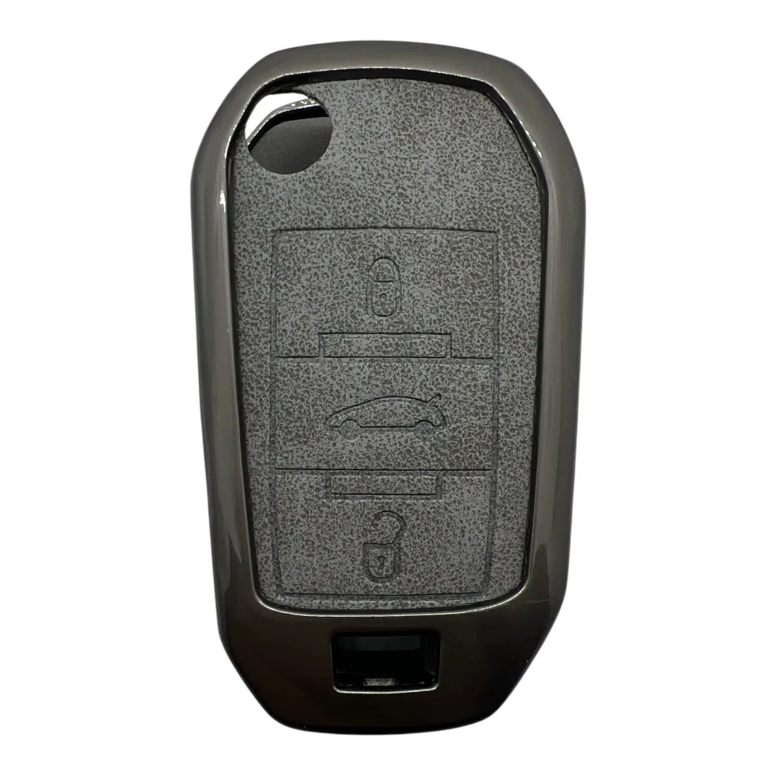 3410Vip G | Peugeot Citroen Sustalı Metal Kılıfı 3 Buton Gri