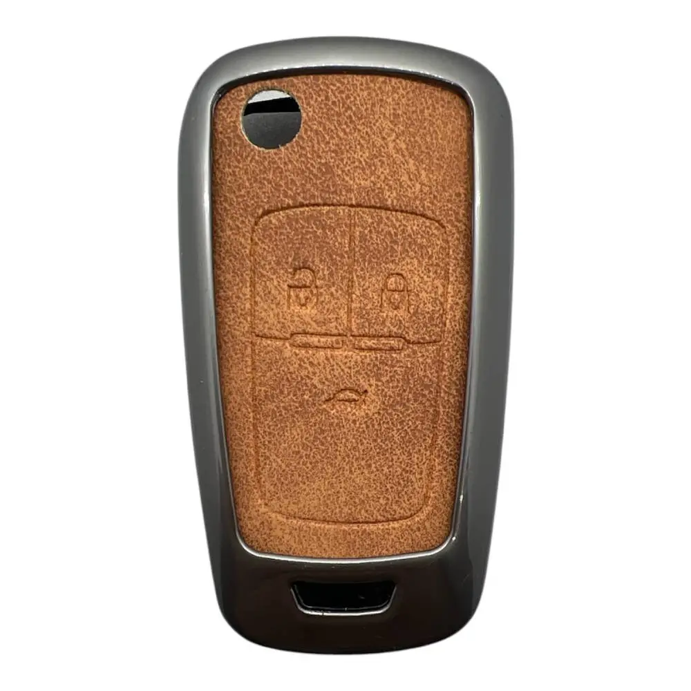 3211Vip KR | Opel Sustalı Metal Kılıfı 3 Buton Kahverengi