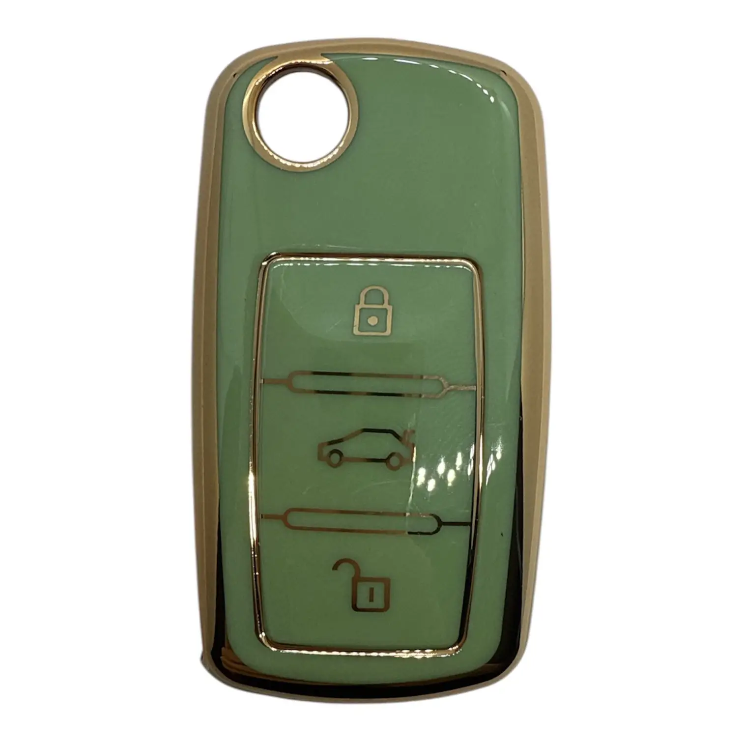 2811-Y | Volkswagen UDS Sustalı Nano Silikon Kılıf 3 Buton Yeşil