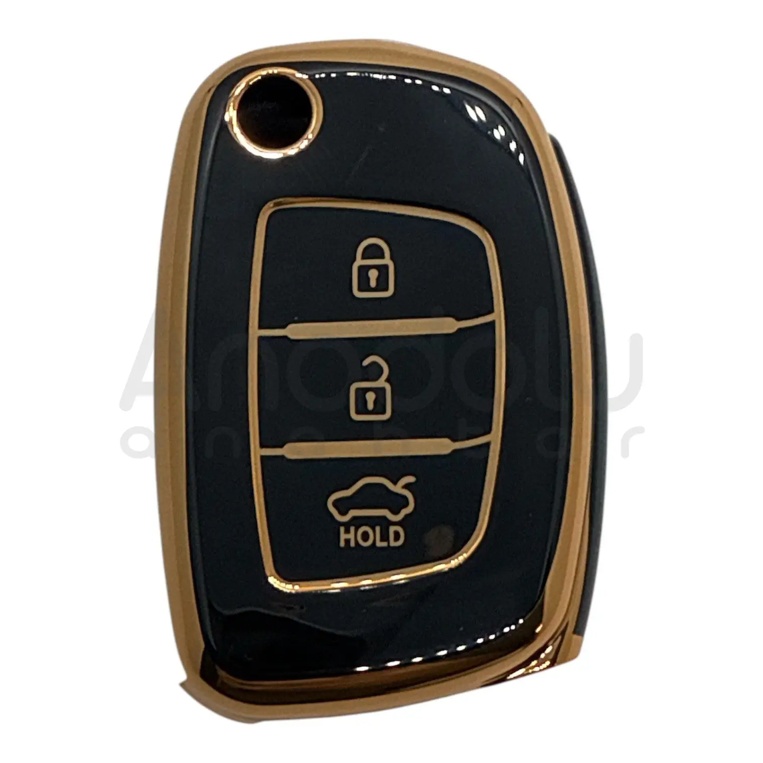 2119-B | Hyundai Sustalı Kumanda Nano Silikon Kılıfı 3 Buton Siyah