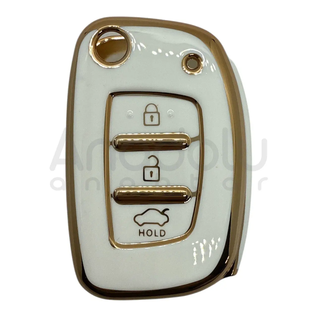 2119-W | Hyundai Sustalı Kumanda Nano Silikon Kılıfı 3 Buton Beyaz