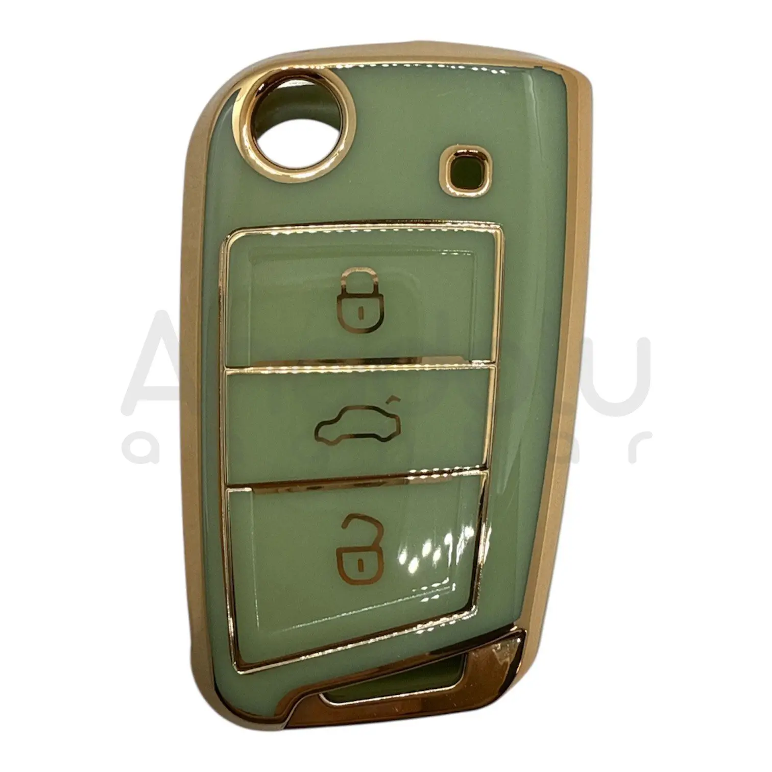 2810-Y | Volkswagen MQB Nano Silikon Kılıfı 3 Buton Yeşil