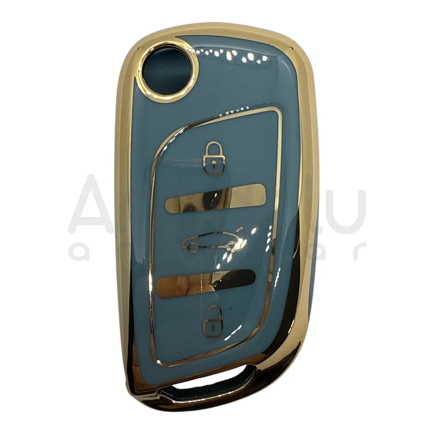 3411-G | Peugeot Citroen Sustalı Nano Silikon Kılıfı 3 Buton Gri