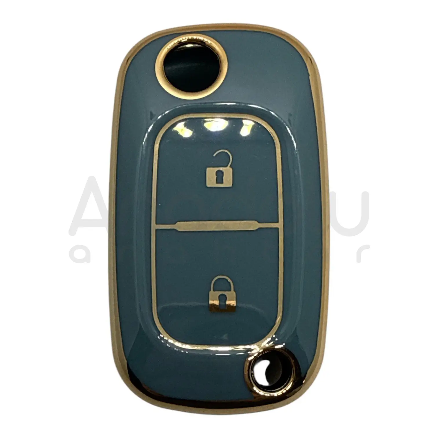 3544-G | Renault Sustalı Kumanda Nano Silikon Kılıfı 2 Buton Gri