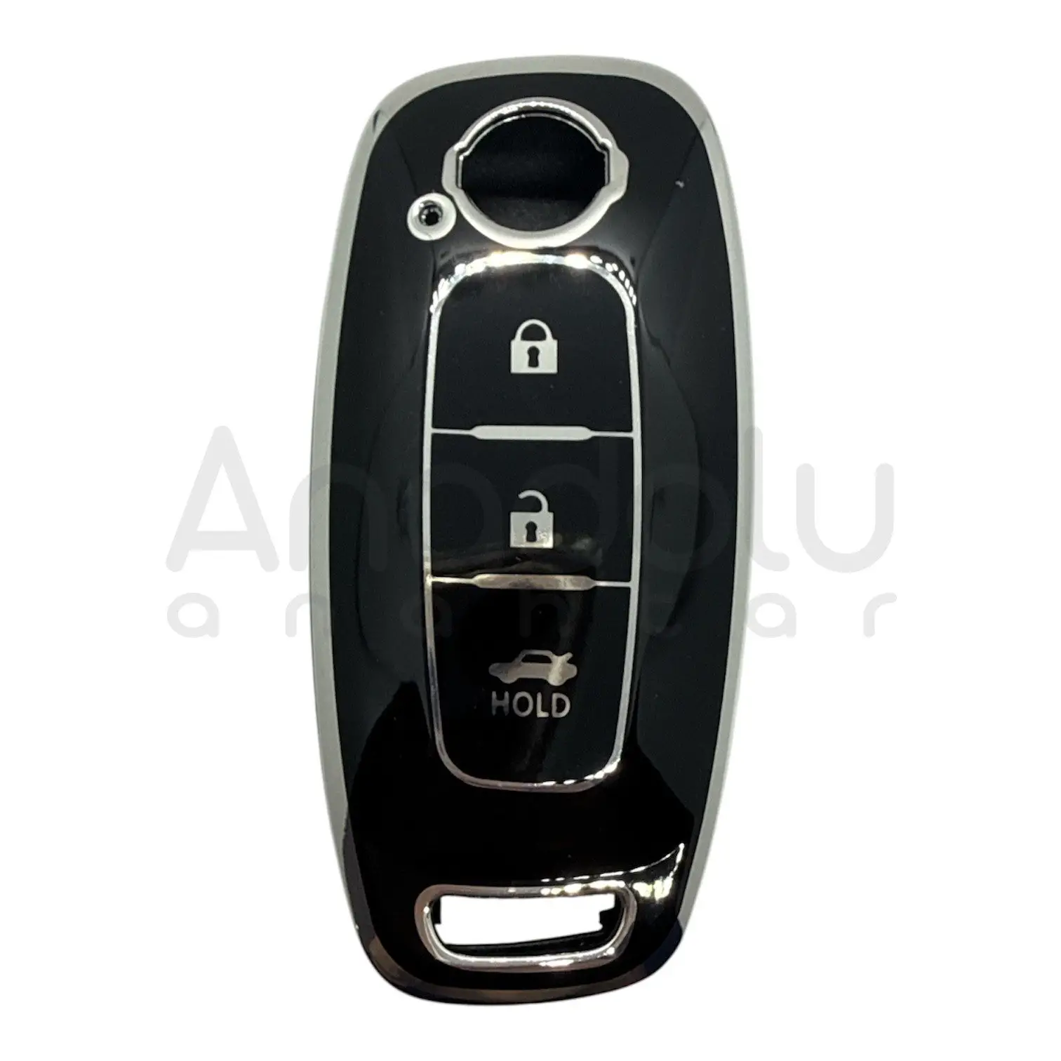 1212-BS | Nissan Smart Nano Silikon Kılıfı 3 Buton Siyah-Gümüş