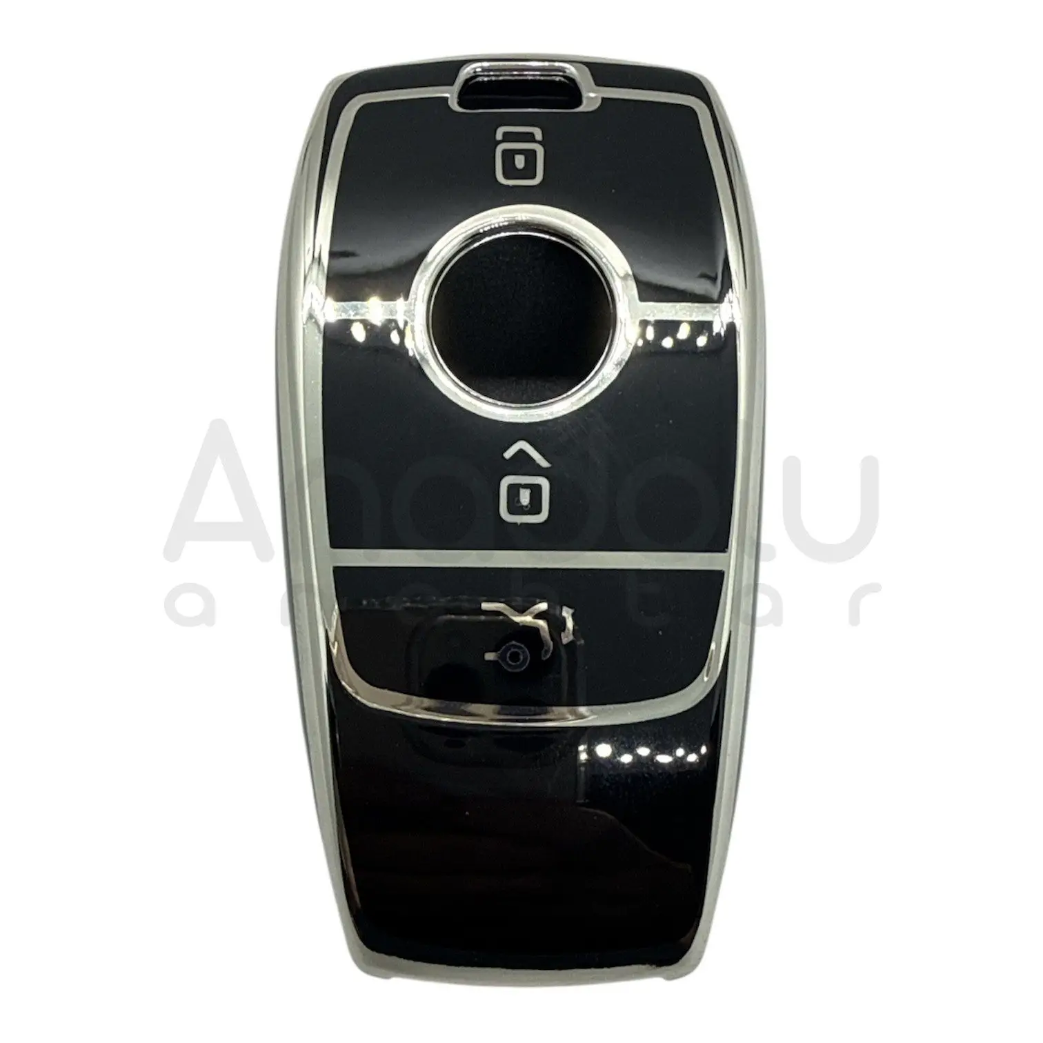 2611-BS | Mercedes Benz E Class Nano Silikon Kılıfı 3 Buton Siyah-Gümüş