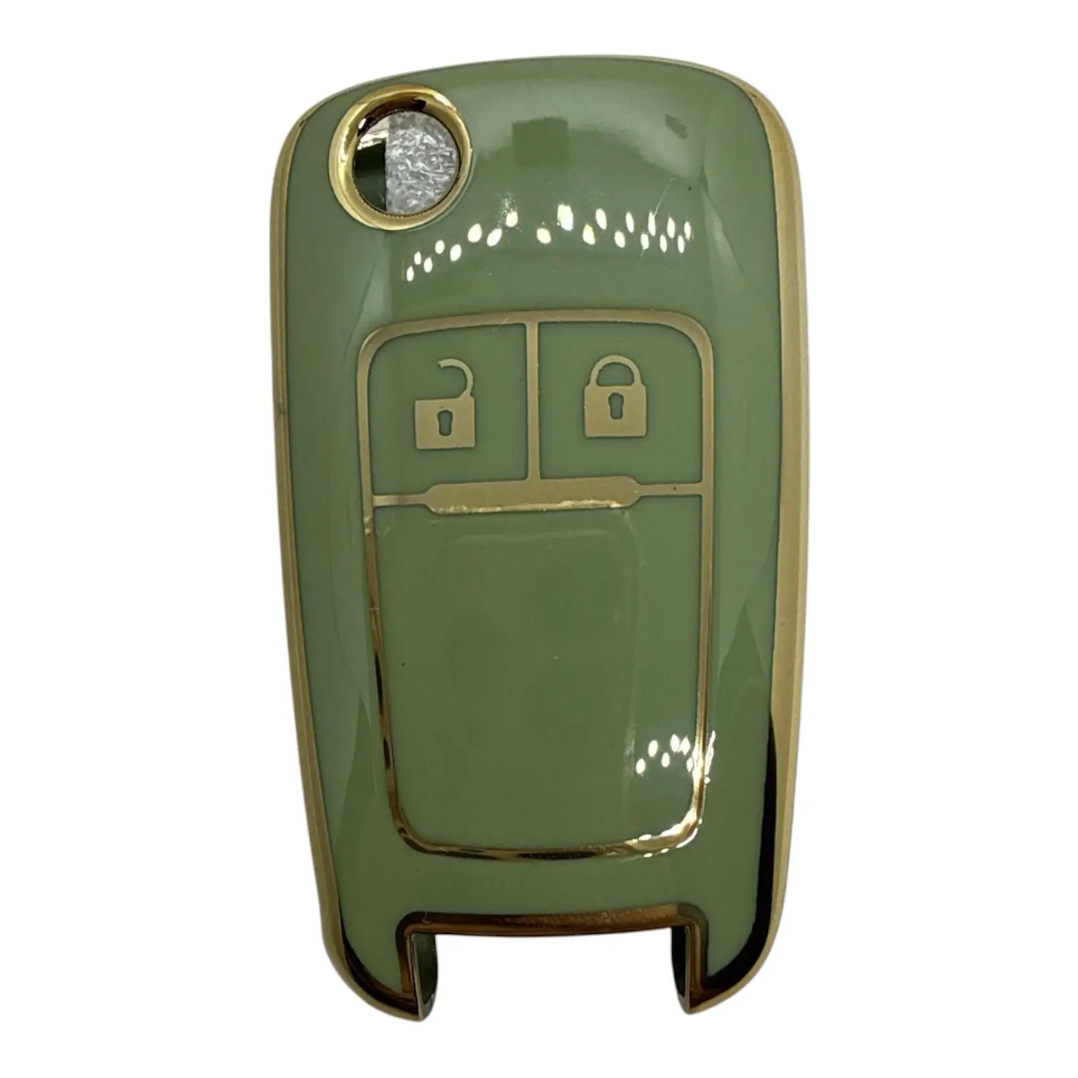 3214-Y | Opel Sustalı Nano Silikon Kılıfı 2 Buton Yeşil