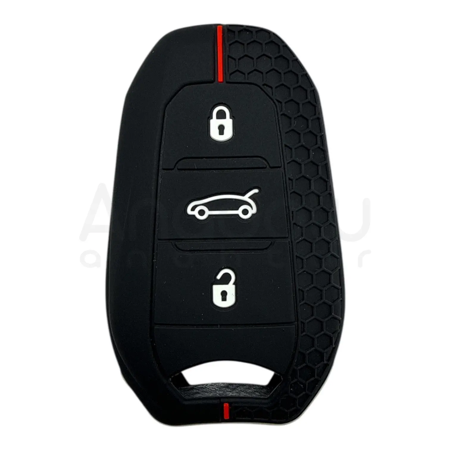 3412-PK | Peugeot Citroen Smart Kumanda Petek Desenli Kılıf 3 Buton Kırmızı