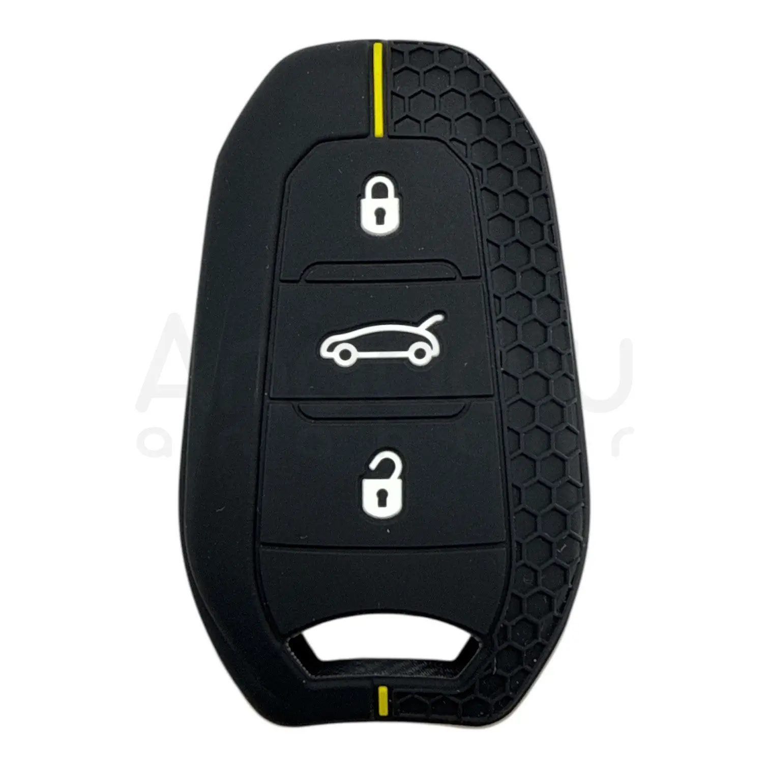 3412-PS | Peugeot Citroen Smart Kumanda Petek Desenli Kılıf 3 Buton Sarı